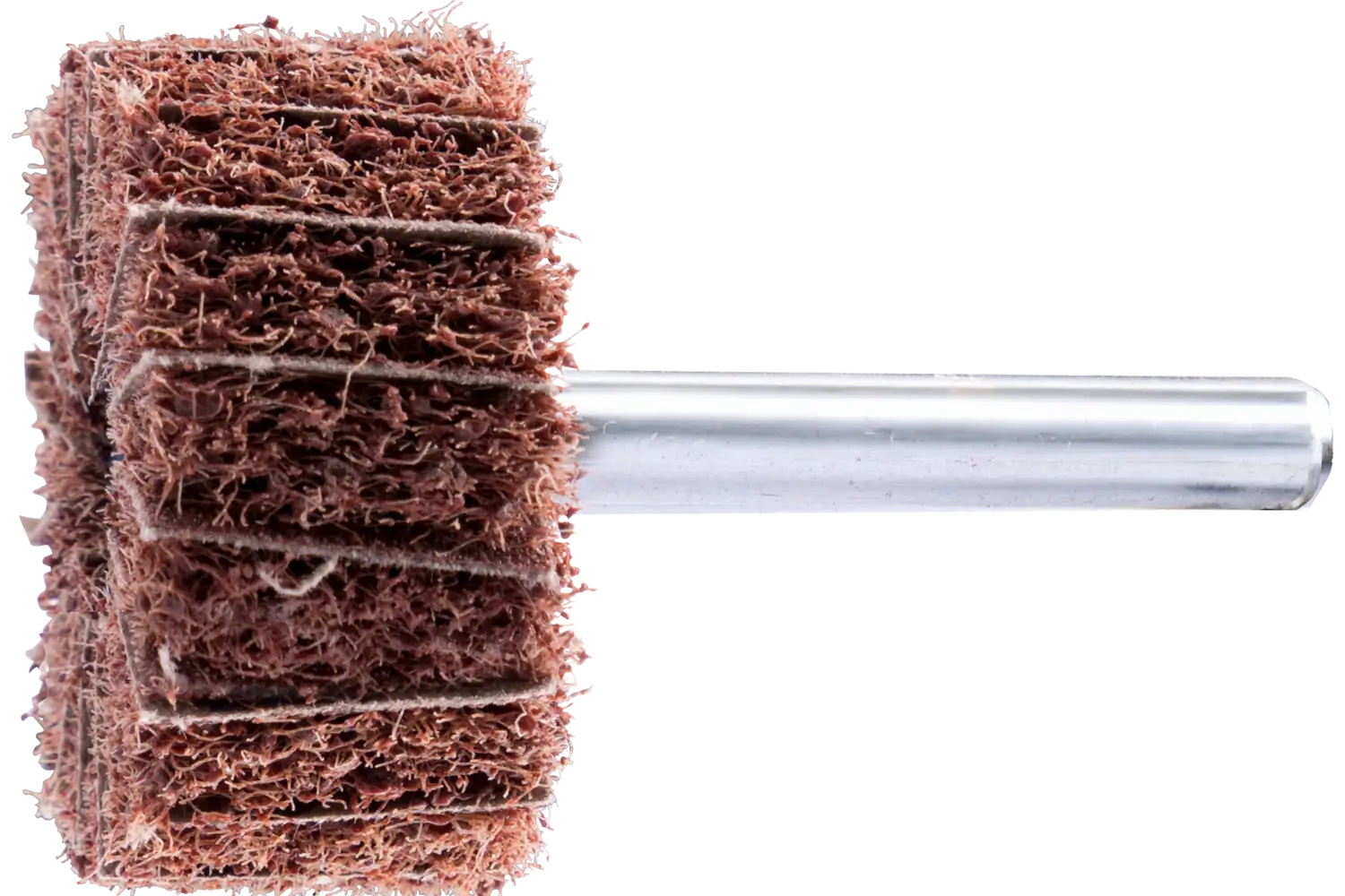 Picture of Pferd Polinox® Mounted Flap Wheel, 1-1/2" X 3/4, 80 Grit, Interleaved, 1/4" Shank, Aluminum Oxide